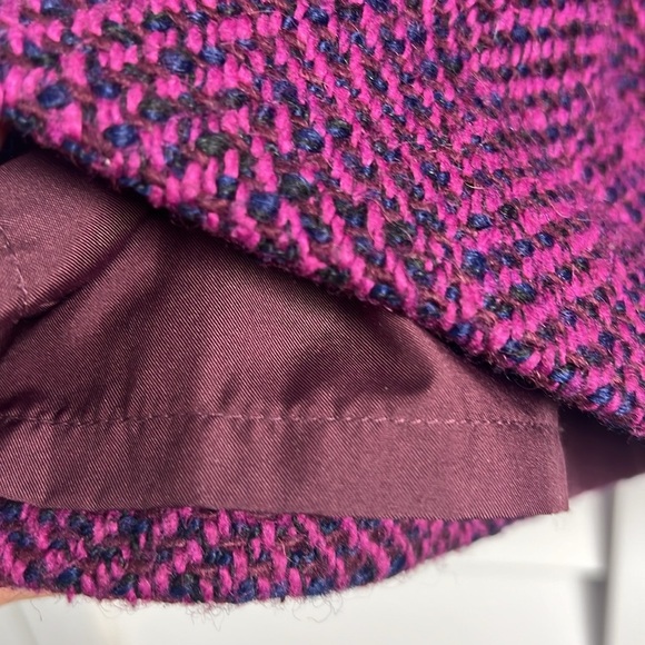 LOFT Wool Blend Tweed A-Line Zipper Detail Lined Skirt Size 10 Pink & Navy - Picture 5 of 9